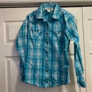 Gorgeous Ariat Teal Plaid Button-Up Shirt With Snaps